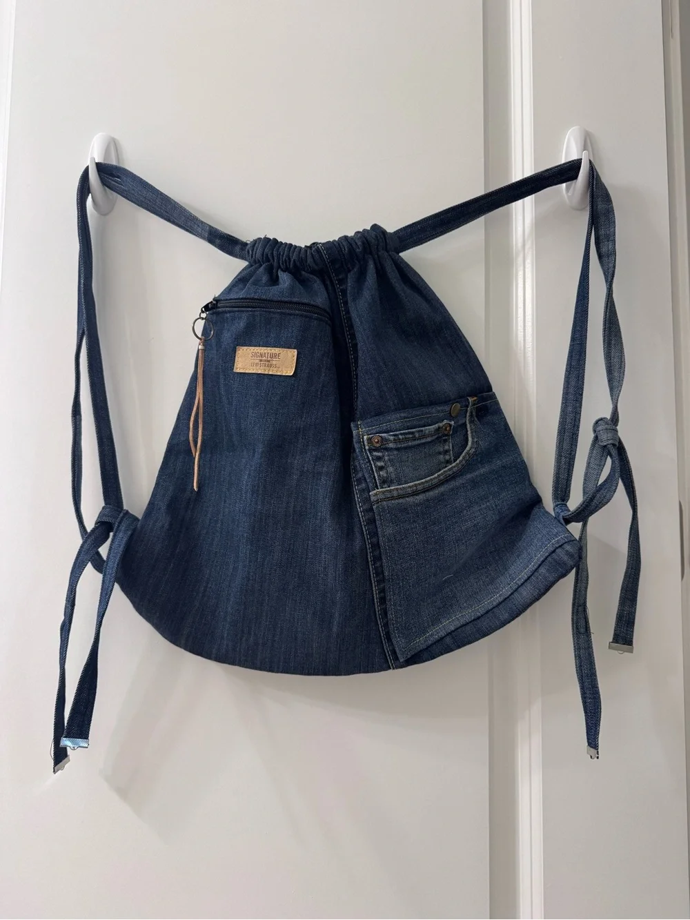 Levi’s Denim Drawstring Backpack - Blue Denim Women Bag